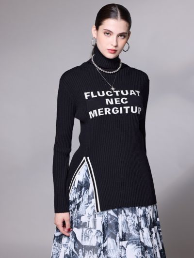 レタリングハイネックニット                                                                                         
